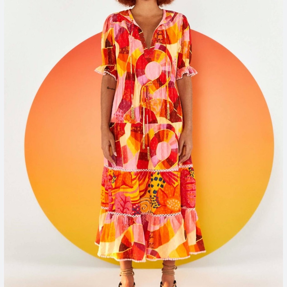 NWT Farm Rio Patch Twirl Midi Dress